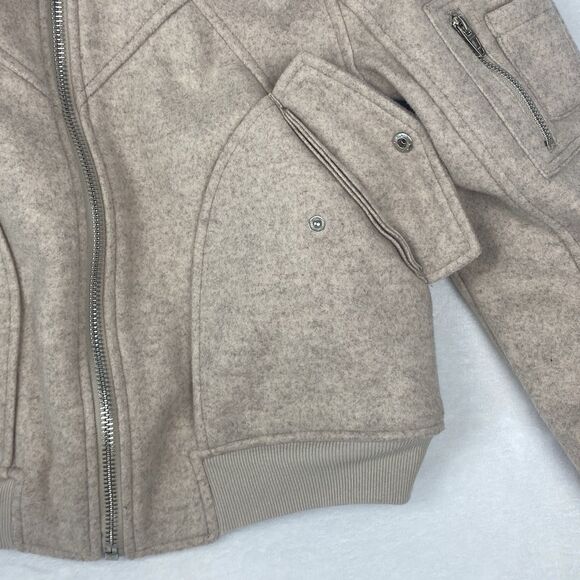Blanknyc Heaven Sent Bomber Jacket Womens Small Beige Full Zip Pockets - Picture 5 of 10